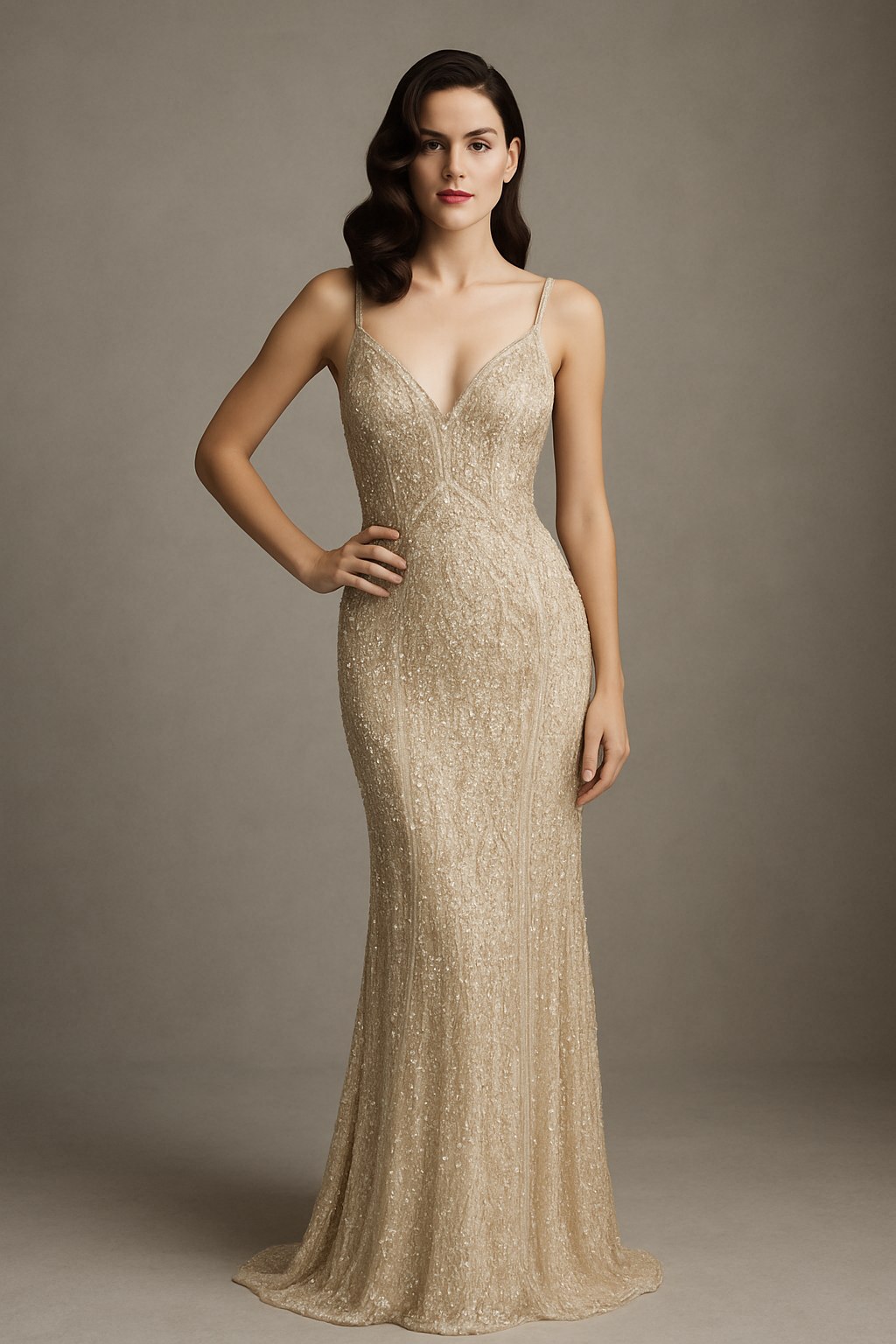 Badgley Mischka Beaded Evening Gown
