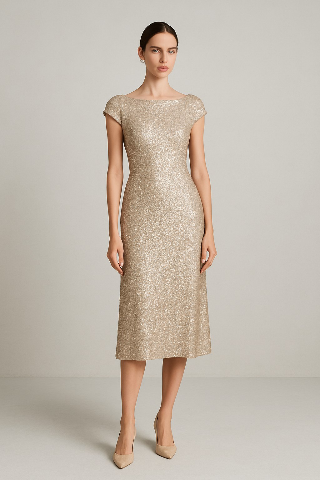 Badgley Mischka Sequin Cocktail Midi
